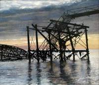Wrecked West Pier X, 2008 - painting by artist Gill Levin (ID245)