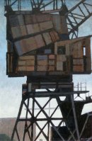 Cranes, Battersea Power Station VII, 2010 (60x40cm) - painting by Gill Levin (ID658)