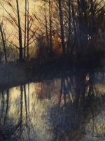 Needham Reach at Dusk, 2016 (81x65cm) - painting by Gill Levin artist (ID869)